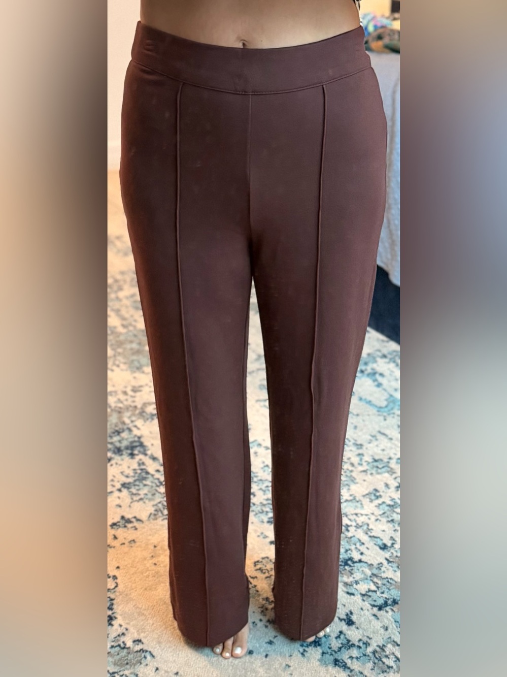 Dkny Brown Seam-Front Straight Trousers